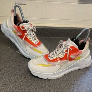 D.A.T.E. sneakers white pink red yellow color-block design Women’s Size 8